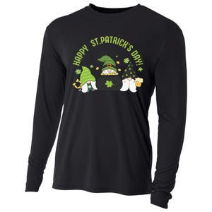 Three Gnomes With Shamrock Happy St Patrick's Day Cooling Performance Long Sleeve Crew