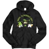 Three Gnomes With Shamrock Happy St Patrick's Day Tie Dye Hoodie