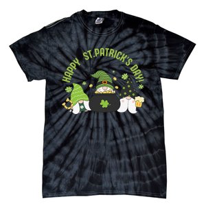 Three Gnomes With Shamrock Happy St Patrick's Day Tie-Dye T-Shirt