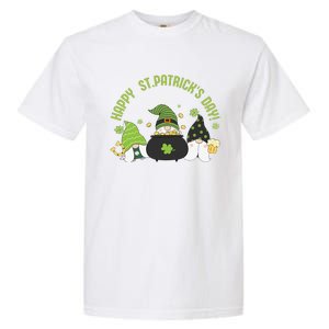 Three Gnomes With Shamrock Happy St Patrick's Day Garment-Dyed Heavyweight T-Shirt