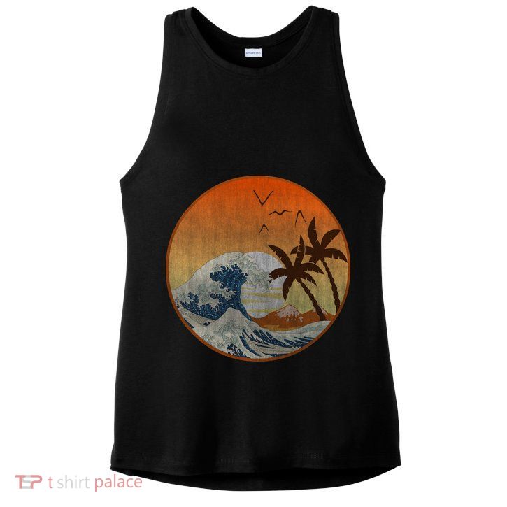The Great Wave Off Kanagawa Ladies PosiCharge Tri-Blend Wicking Tank