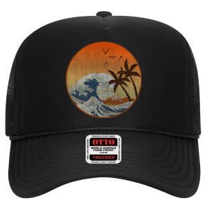 The Great Wave Off Kanagawa High Crown Mesh Back Trucker Hat