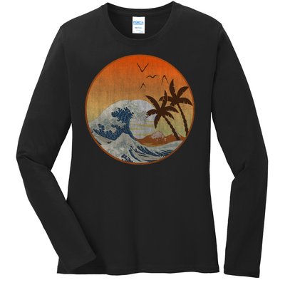 The Great Wave Off Kanagawa Ladies Long Sleeve Shirt