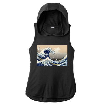 The Great Wave Off Kanagawa Copy Ladies PosiCharge Tri-Blend Wicking Draft Hoodie Tank