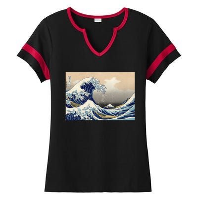 The Great Wave Off Kanagawa Copy Ladies Halftime Notch Neck Tee