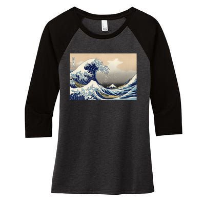 The Great Wave Off Kanagawa Copy Women's Tri-Blend 3/4-Sleeve Raglan Shirt