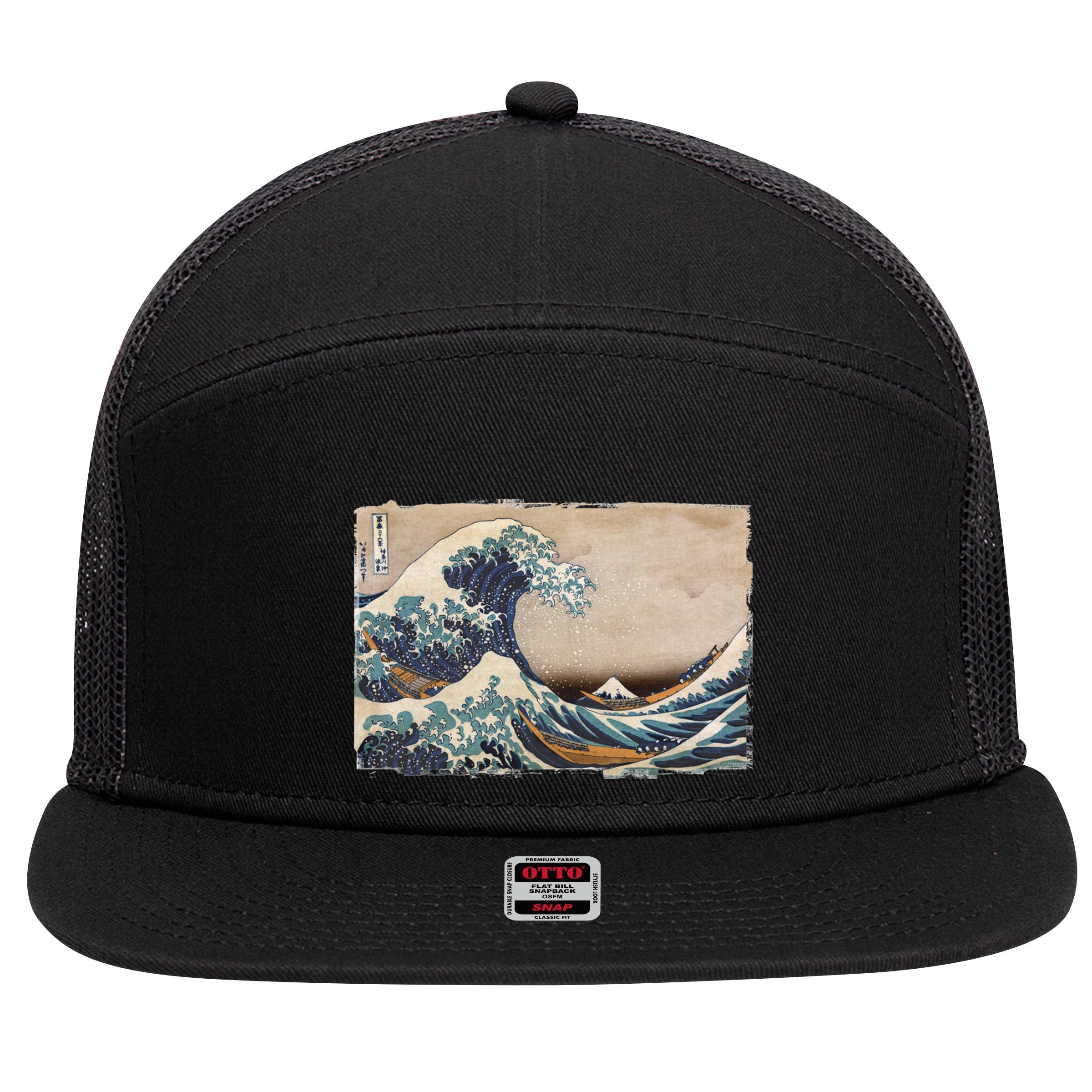 The Great Wave Off Kanagawa 7 Panel Mesh Trucker Snapback Hat
