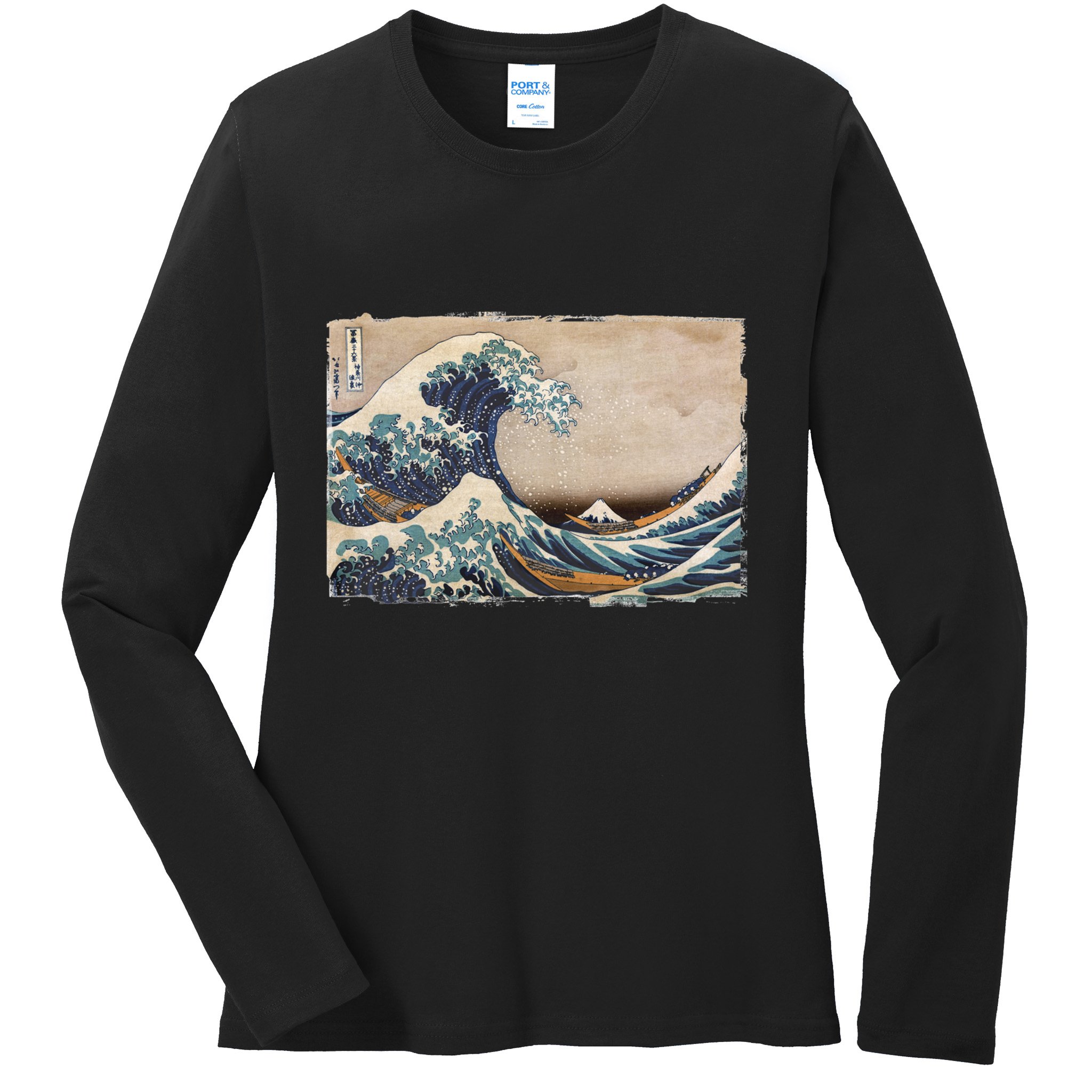 The Great Wave Off Kanagawa Ladies Long Sleeve Shirt