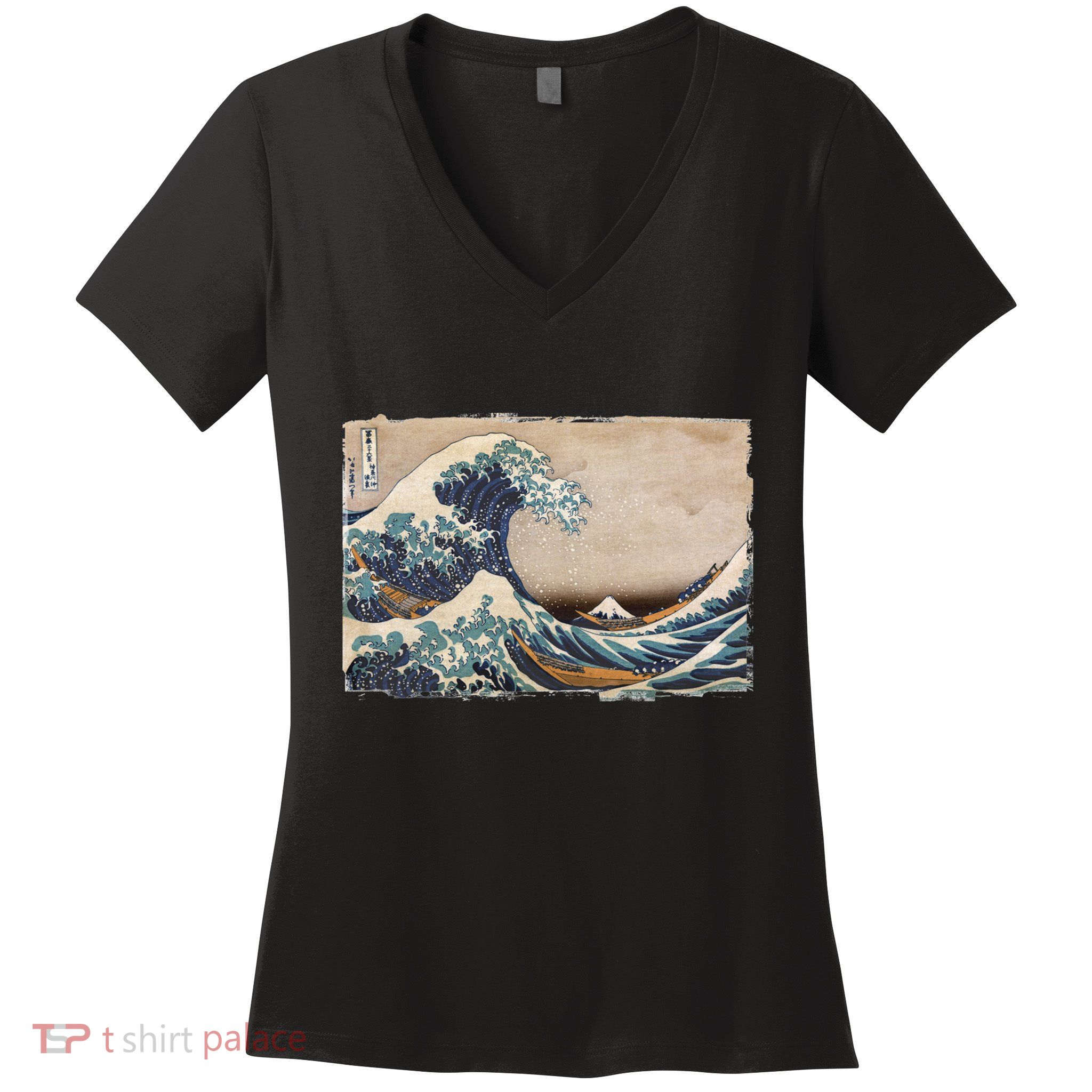 The Great Wave Off Kanagawa Women's V-Neck T-Shirt
