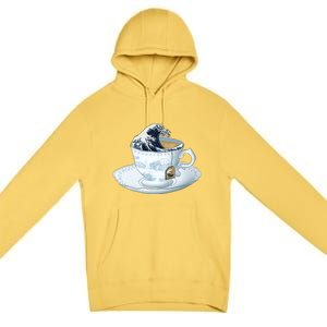 Tea Great Wave Off Kanagawa Premium Pullover Hoodie