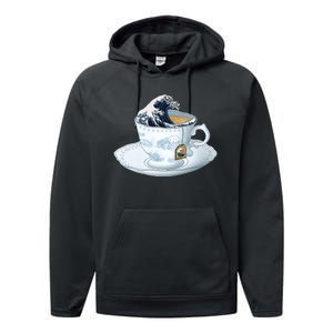 Tea Great Wave Off Kanagawa Performance Fleece Hoodie