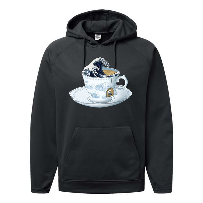 Tea Great Wave Off Kanagawa Performance Fleece Hoodie