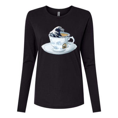 Tea Great Wave Off Kanagawa Womens Cotton Relaxed Long Sleeve T-Shirt