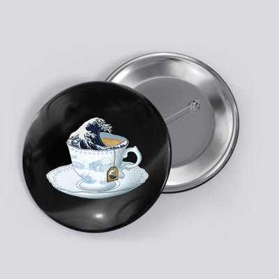 Tea Great Wave Off Kanagawa Button