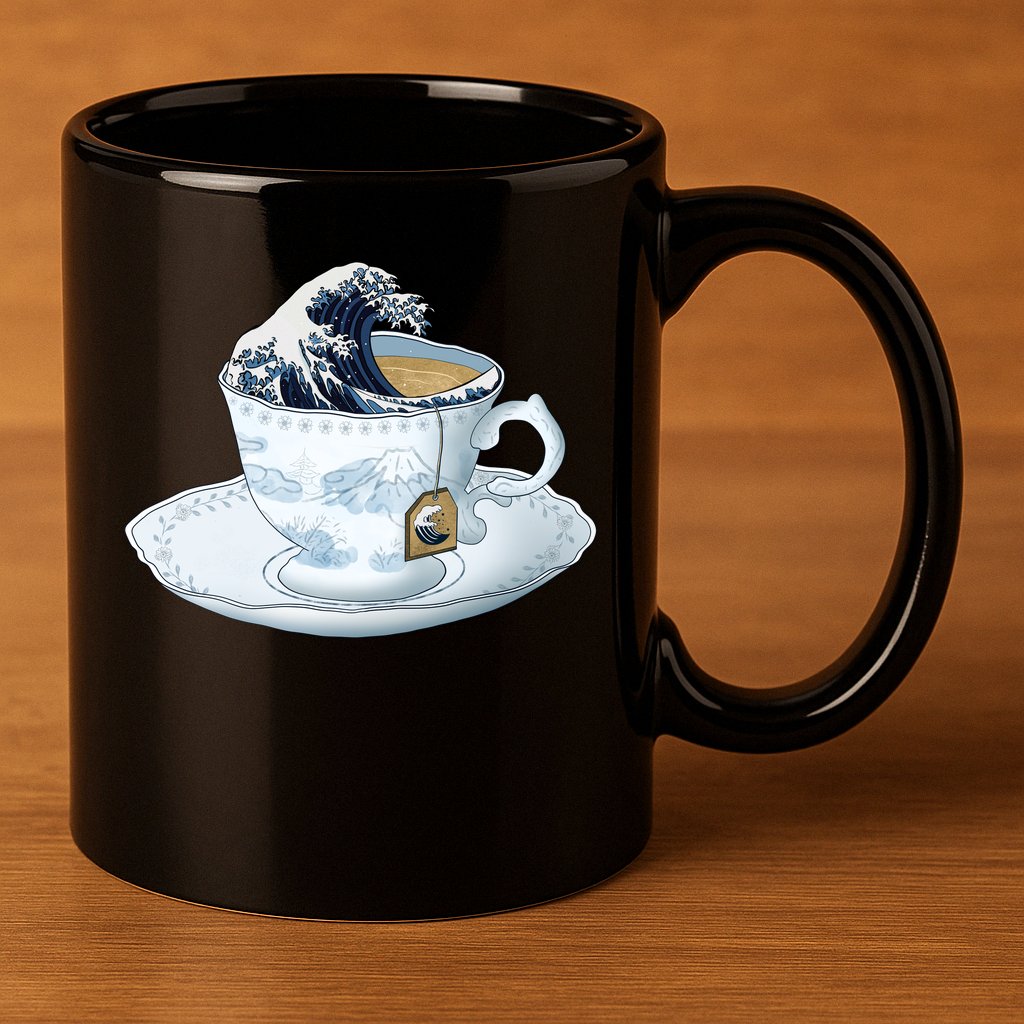 Tea Great Wave Off Kanagawa 11oz C Handle Ceramic Mug