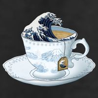 Tea Great Wave Off Kanagawa 11oz C Handle Ceramic Mug