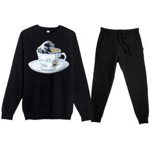 Tea Great Wave Off Kanagawa Premium Crewneck Sweatsuit Set