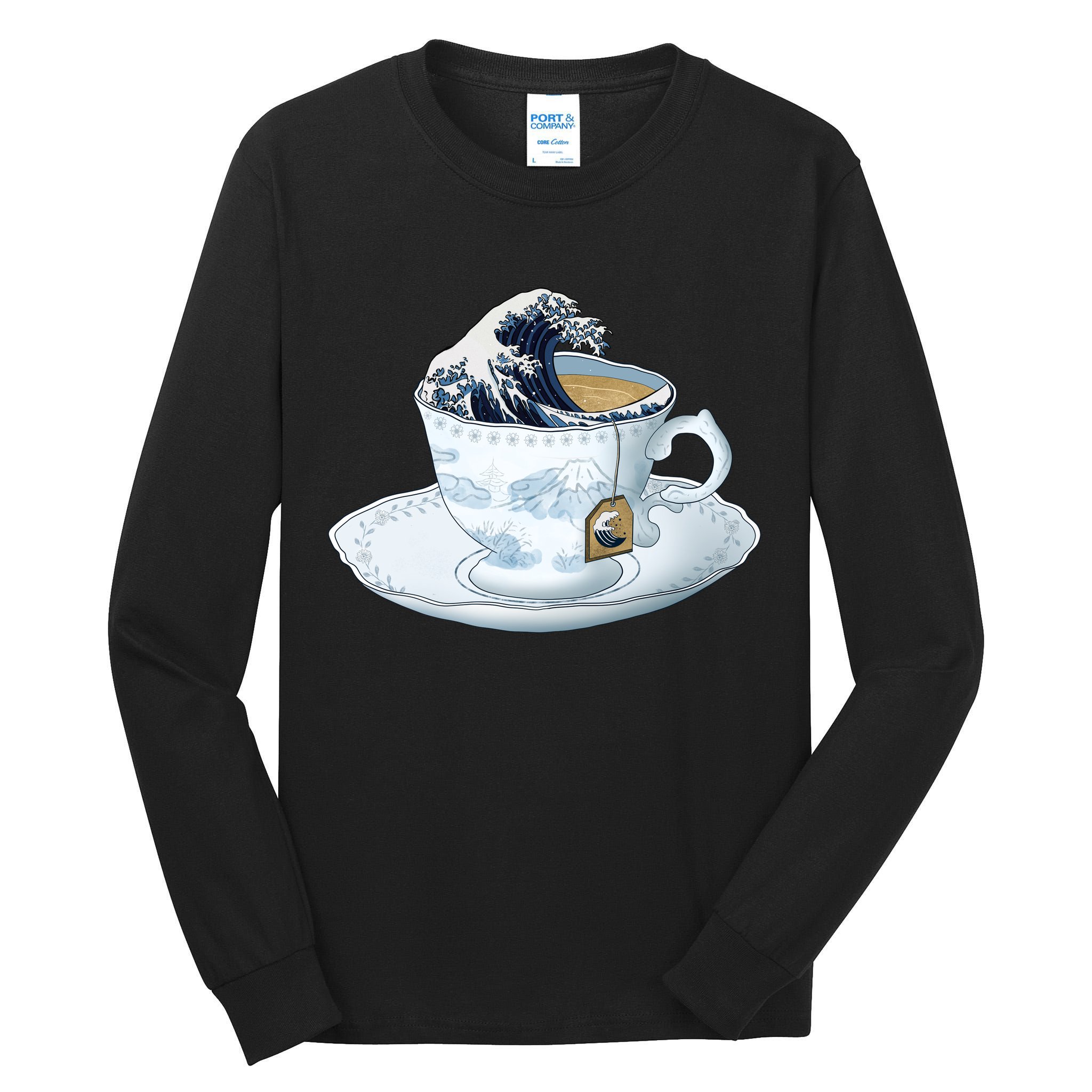 Tea Great Wave Off Kanagawa Tall Long Sleeve T-Shirt