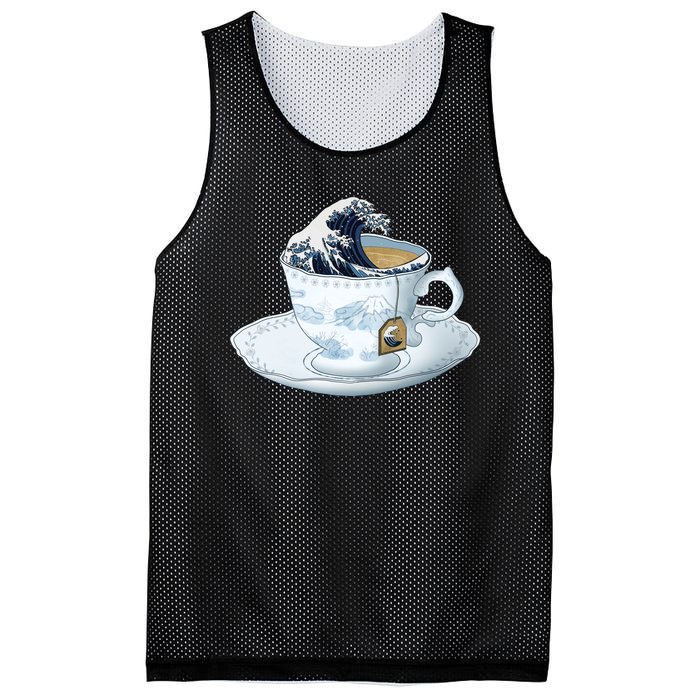 Tea Great Wave Off Kanagawa Mesh Reversible Basketball Jersey Tank