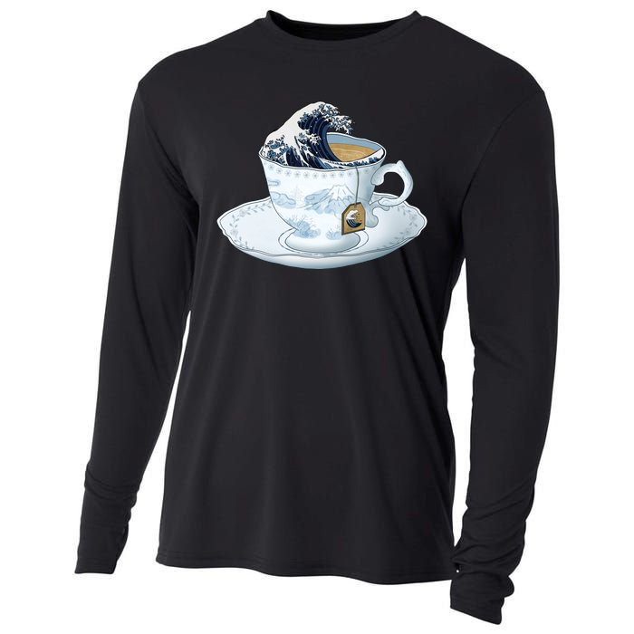 Tea Great Wave Off Kanagawa Cooling Performance Long Sleeve Crew