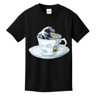 Tea Great Wave Off Kanagawa Kids T-Shirt