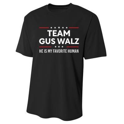 Team Gus Walz Waltz He Is My Favorite Human Performance Sprint T-Shirt