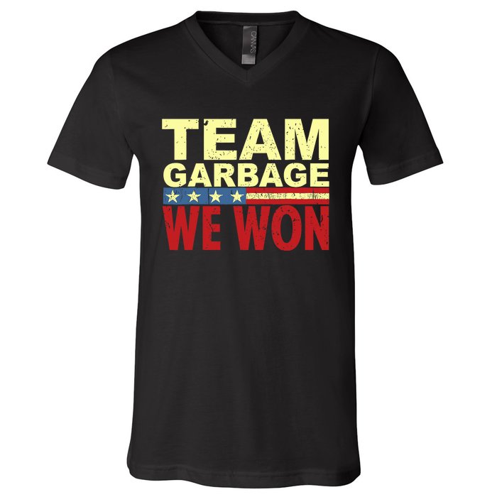 Team Garbage We Won Team Garbage For Trump 2024 Elections V-Neck T-Shirt