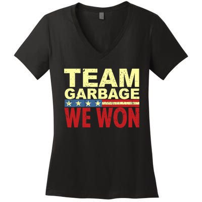 Team Garbage We Won Team Garbage For Trump 2024 Elections Women's V-Neck T-Shirt