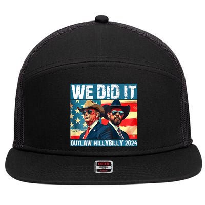 Trump Garbage We Did It Outlaw Hillbilly 2024 7 Panel Mesh Trucker Snapback Hat