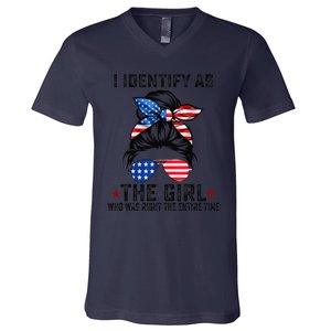 The Girl Who Was Right The Entire Time Trump 45 47 America V-Neck T-Shirt