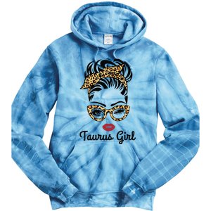 Taurus Girl Woman Face Leopard Bandana Wink Eye Tie Dye Hoodie