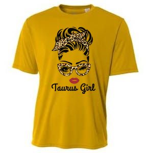 Taurus Girl Woman Face Leopard Bandana Wink Eye Cooling Performance Crew T-Shirt