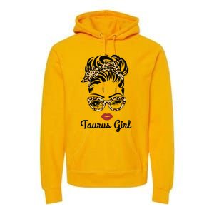 Taurus Girl Woman Face Leopard Bandana Wink Eye Premium Hoodie