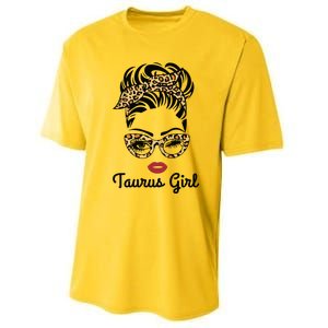 Taurus Girl Woman Face Leopard Bandana Wink Eye Performance Sprint T-Shirt