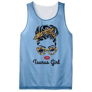 Taurus Girl Woman Face Leopard Bandana Wink Eye Mesh Reversible Basketball Jersey Tank