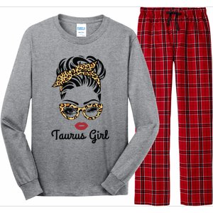 Taurus Girl Woman Face Leopard Bandana Wink Eye Long Sleeve Pajama Set