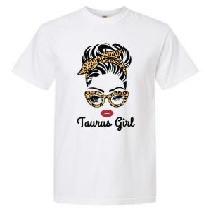 Taurus Girl Woman Face Leopard Bandana Wink Eye Garment-Dyed Heavyweight T-Shirt