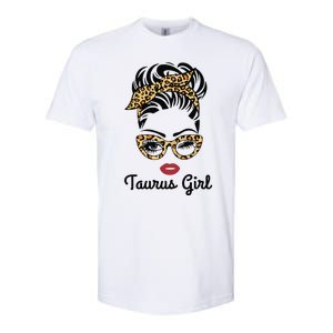 Taurus Girl Woman Face Leopard Bandana Wink Eye Softstyle CVC T-Shirt