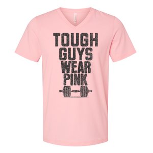 Tough Guys Wear P.I.N.K Cancer Awareness Fitness Power V-Neck T-Shirt