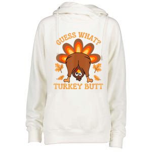 Thanksgiving Guess What Turkey Butt Womens Funnel Neck Pullover Hood