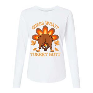 Thanksgiving Guess What Turkey Butt Womens Cotton Relaxed Long Sleeve T-Shirt