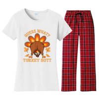 Thanksgiving Guess What Turkey Butt Women's Flannel Pajama Set