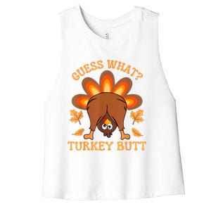 Thanksgiving Guess What Turkey Butt Women's Racerback Cropped Tank