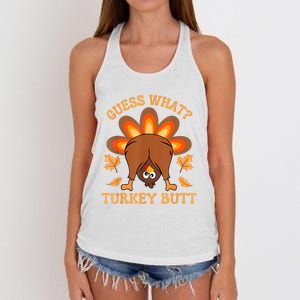 Thanksgiving Guess What Turkey Butt Women's Knotted Racerback Tank