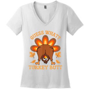 Thanksgiving Guess What Turkey Butt Women's V-Neck T-Shirt