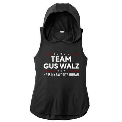 Team Gus Walz Waltz He Is My Favorite Human Ladies PosiCharge Tri-Blend Wicking Draft Hoodie Tank