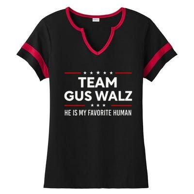 Team Gus Walz Waltz He Is My Favorite Human Ladies Halftime Notch Neck Tee