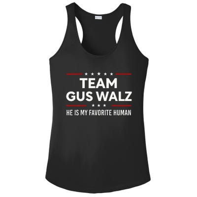 Team Gus Walz Waltz He Is My Favorite Human Ladies PosiCharge Competitor Racerback Tank