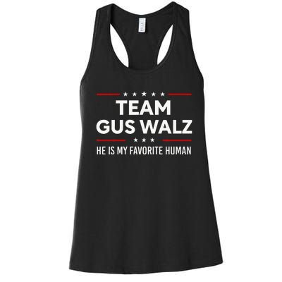 Team Gus Walz Waltz He Is My Favorite Human Women's Racerback Tank