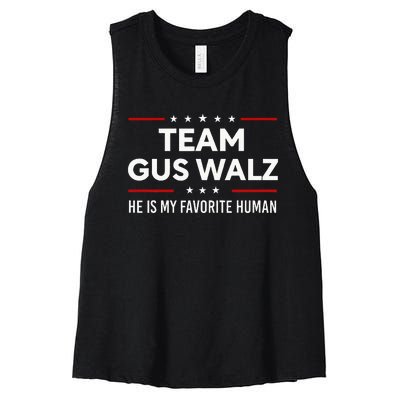 Team Gus Walz Waltz He Is My Favorite Human Women's Racerback Cropped Tank